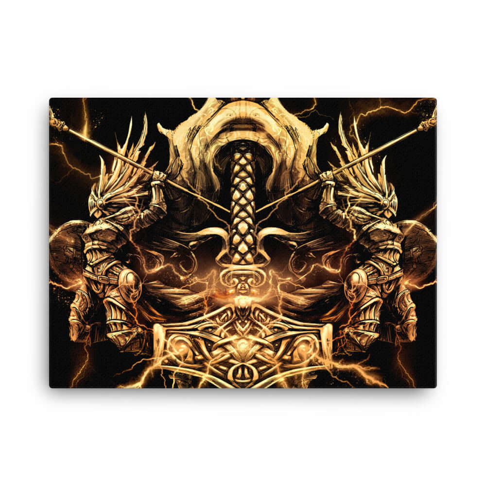 Golden Thors Hammer (Viking Canvas)