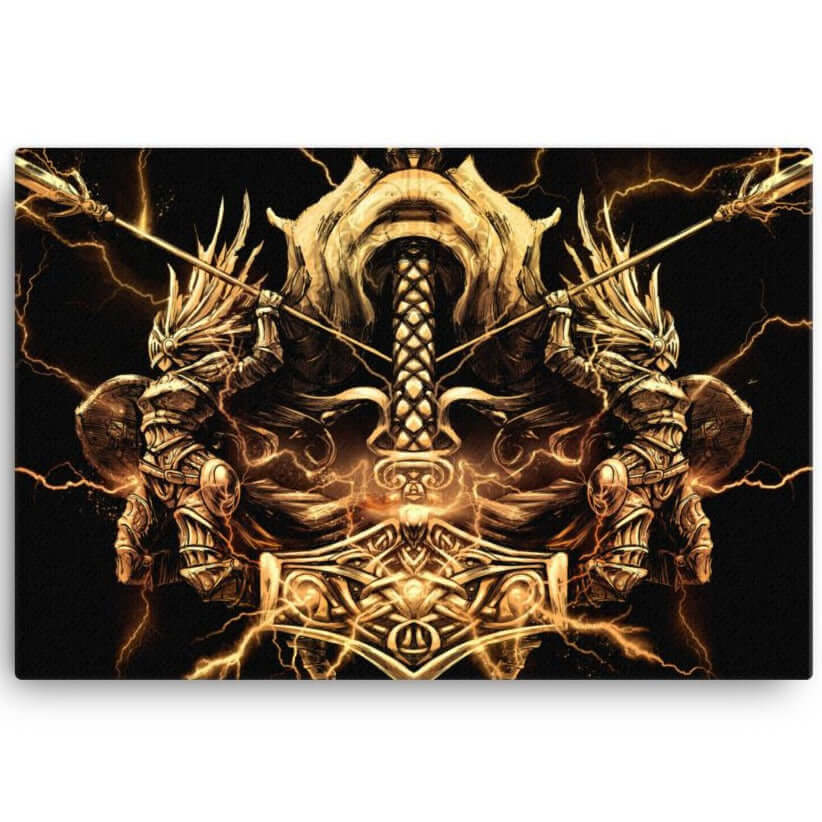 Golden Thors Hammer (Viking Canvas)