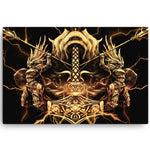 Golden Thors Hammer (Viking Canvas)