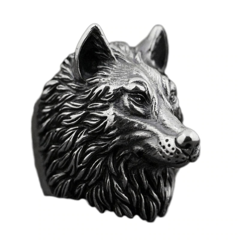 Wolf Head Viking Ring