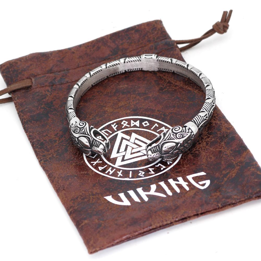Viking Stainless Steel Wolf Head Arm Ring
