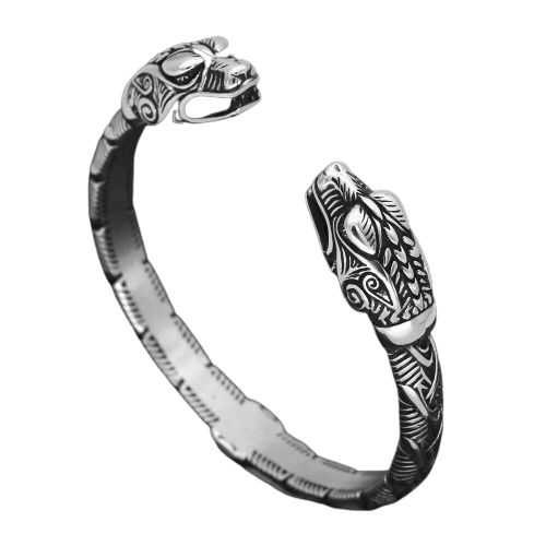 Viking Stainless Steel Wolf Head Arm Ring