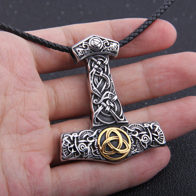 Mjolnir Thor's Hammer Trinity Pendant Necklace