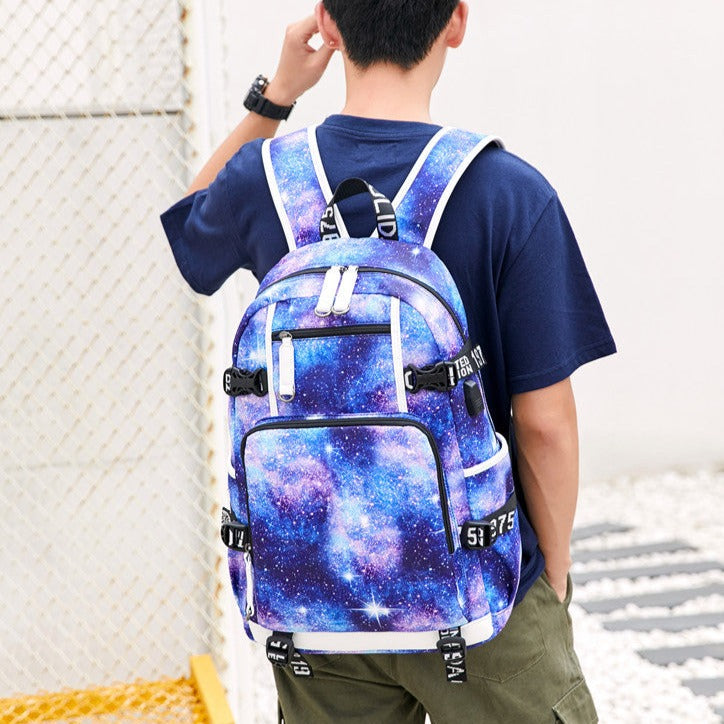 Viking Valknut USB charging Multifunction Travel Backpack - Starry Blue