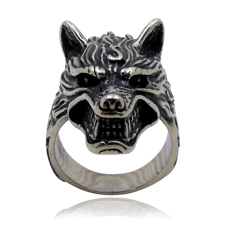 Norse Wolf Fenrir Head Ring