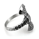 Viking Axe Ring With Helm Of Awe Symbol