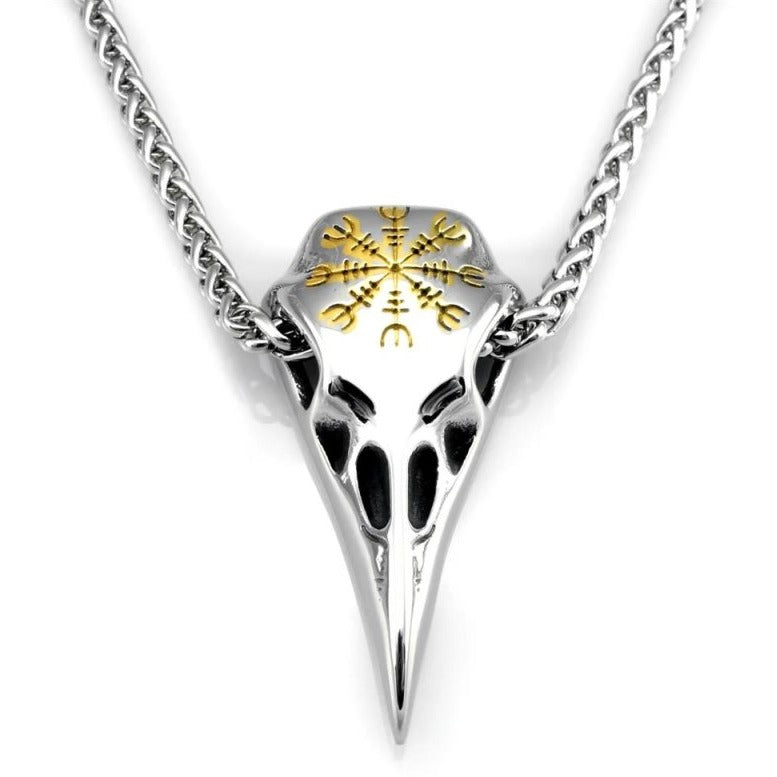 viking raven skull necklace 