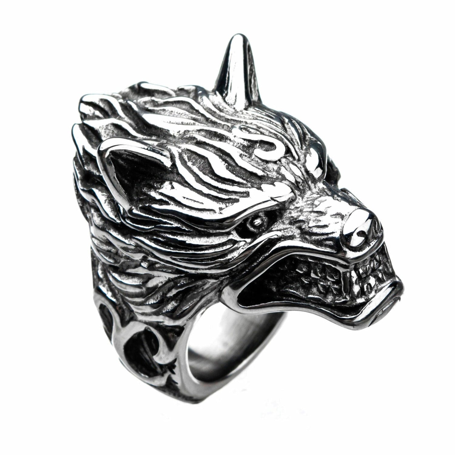 Norse Wolf Fenrir Head Ring