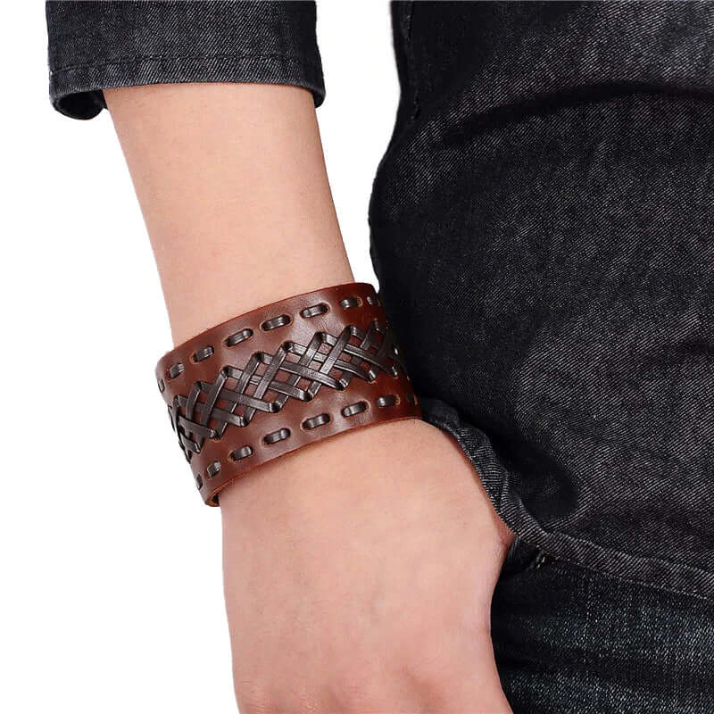 Braided Leather Cuff Bracelet