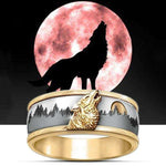 gold viking ring wolf