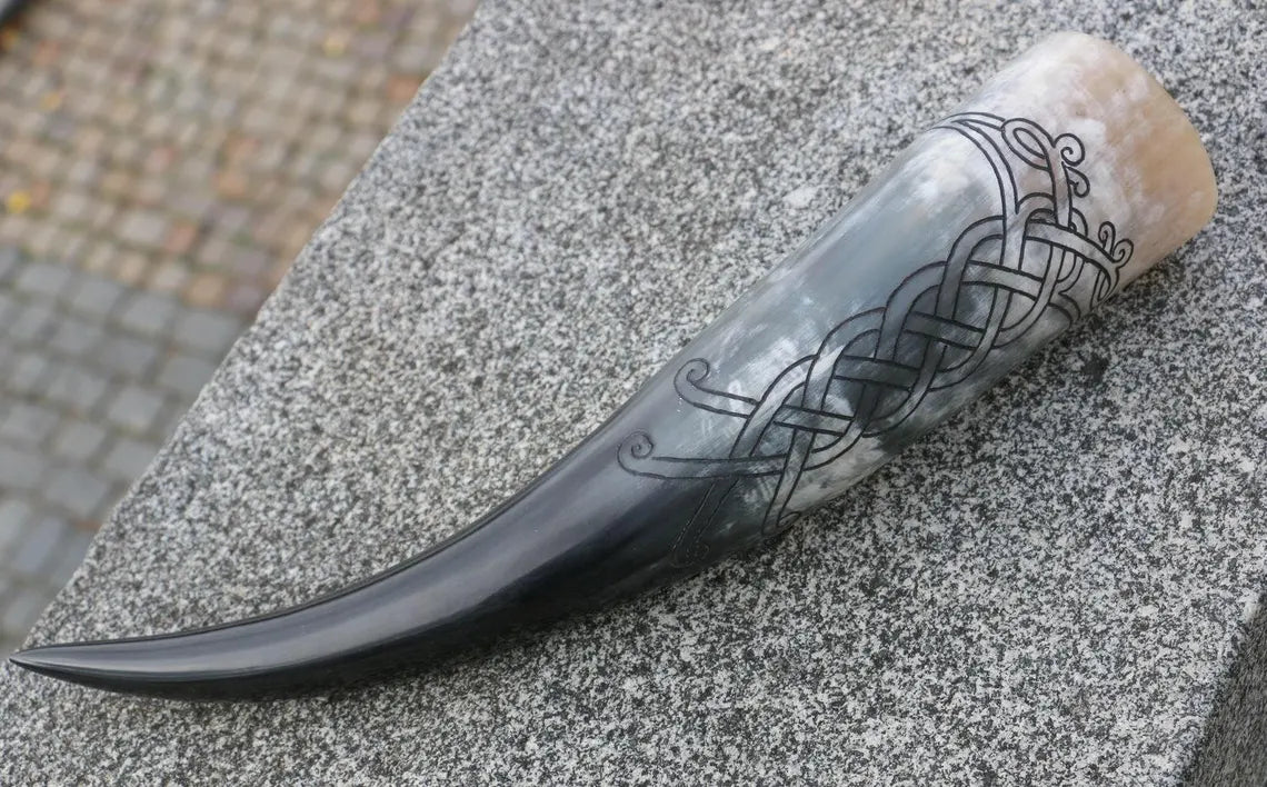 Norse Ravens - Carved Drinking Horn