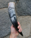 Norse Ravens - Carved Drinking Horn