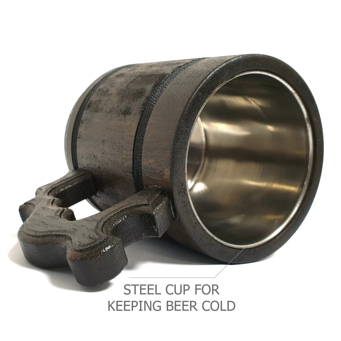 Oak Wood Beer Stein Mug