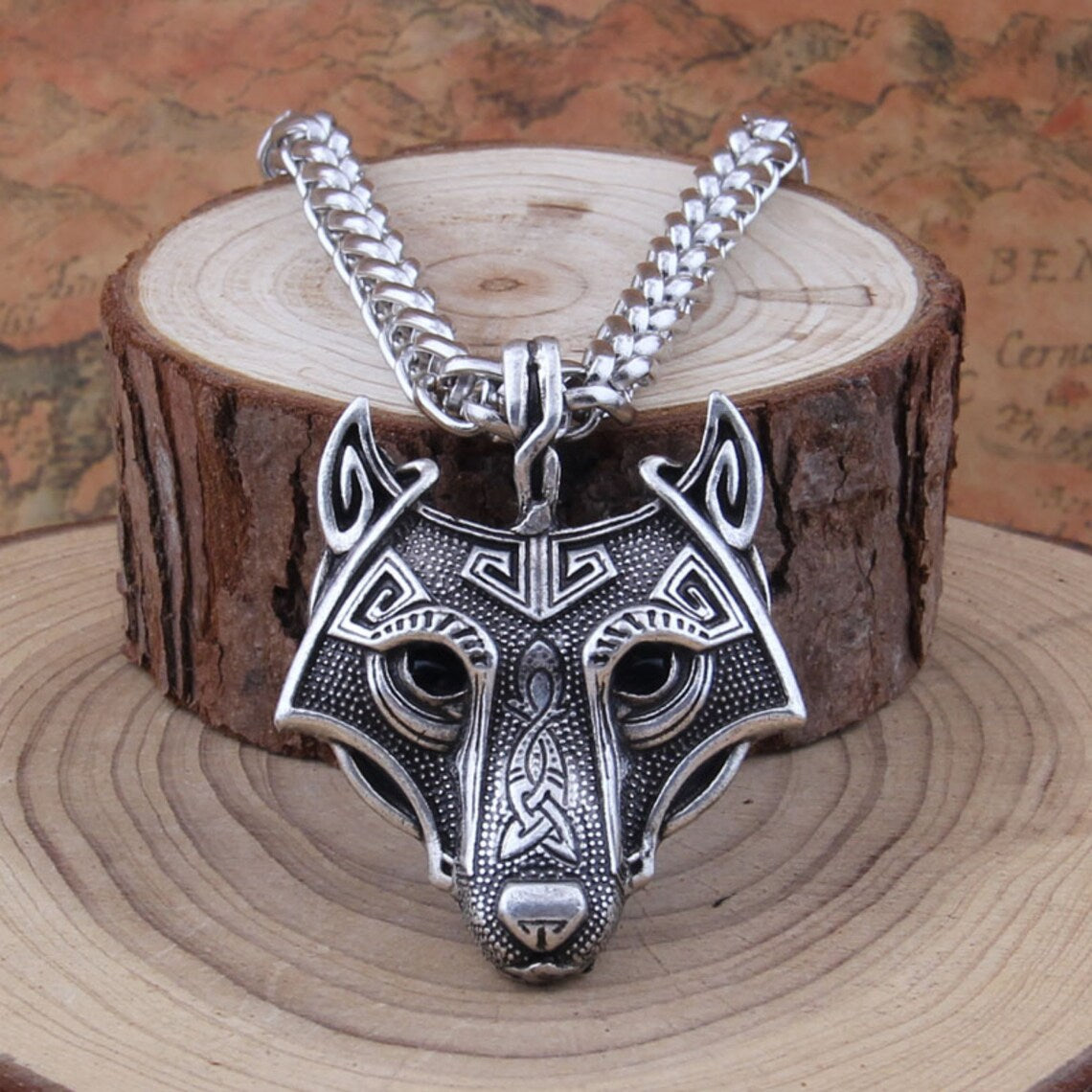 Silver VIKING NECKLACE - FENRIR WOLF