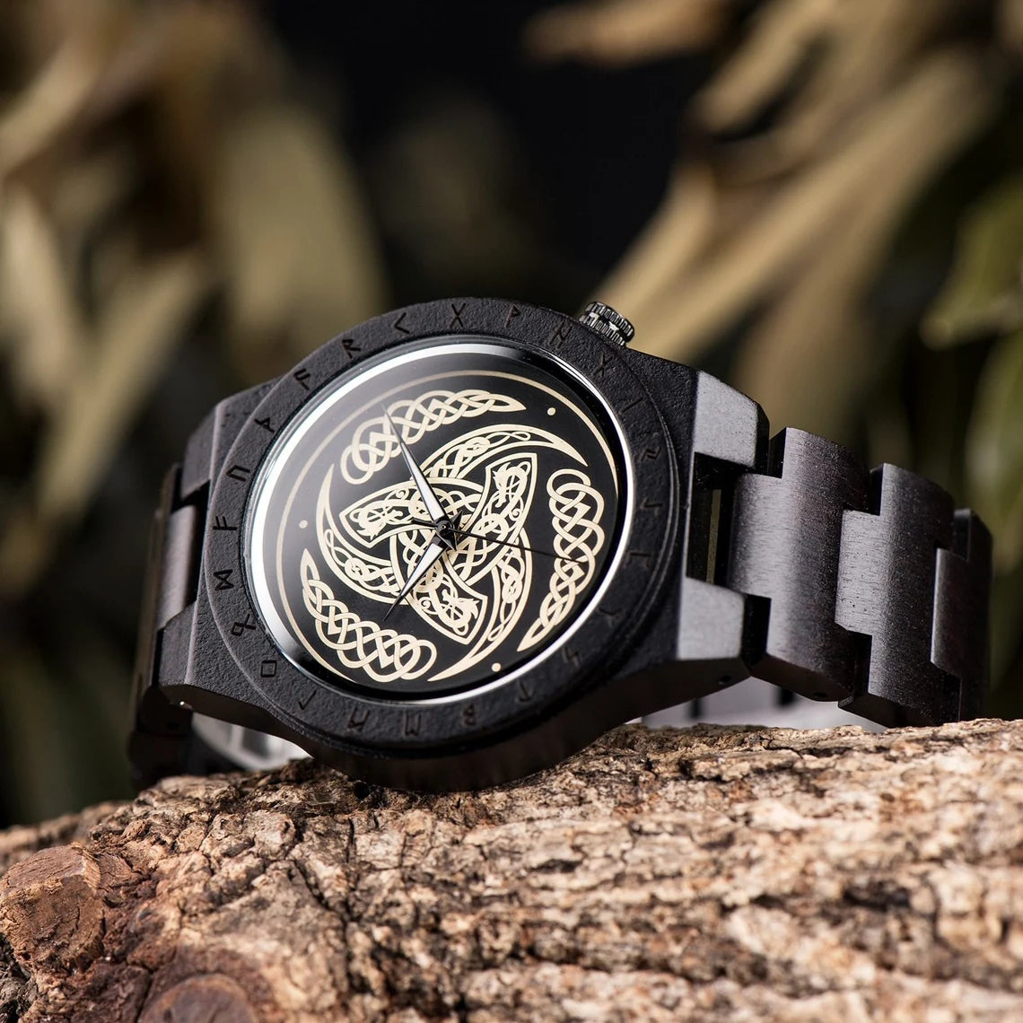 Triple Horn of Odin Wooden Viking Watch