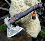 Medieval Viking Battle Axe With Valknut Symbol