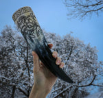 Viking Warrior - Carved Drinking Horn