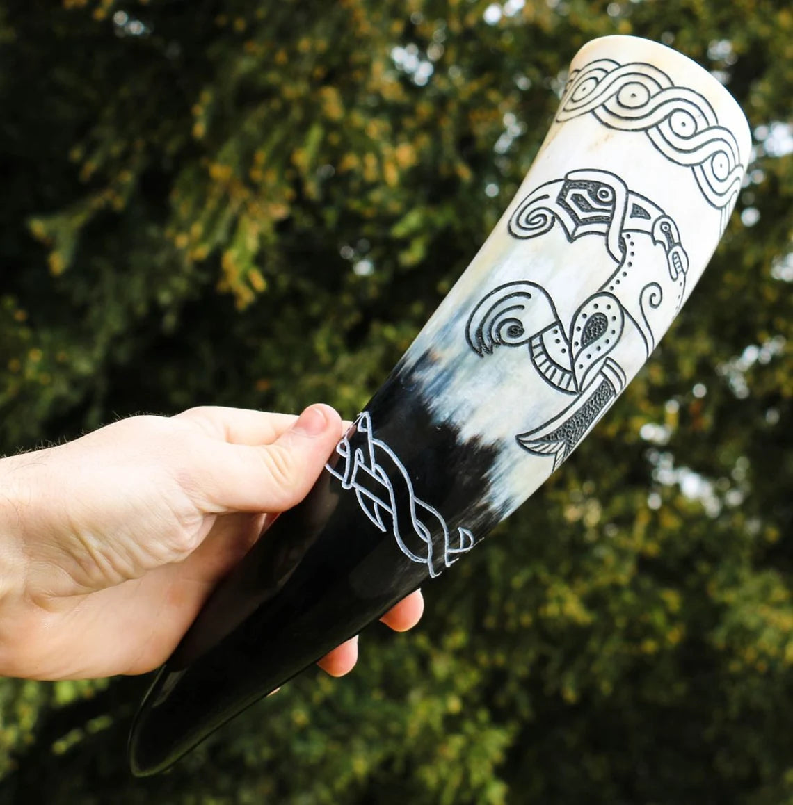 Viking Raven from Gotland  - Carved Drinking Horn