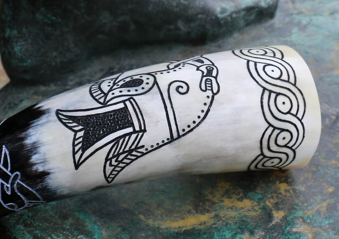 Viking Raven from Gotland  - Carved Drinking Horn