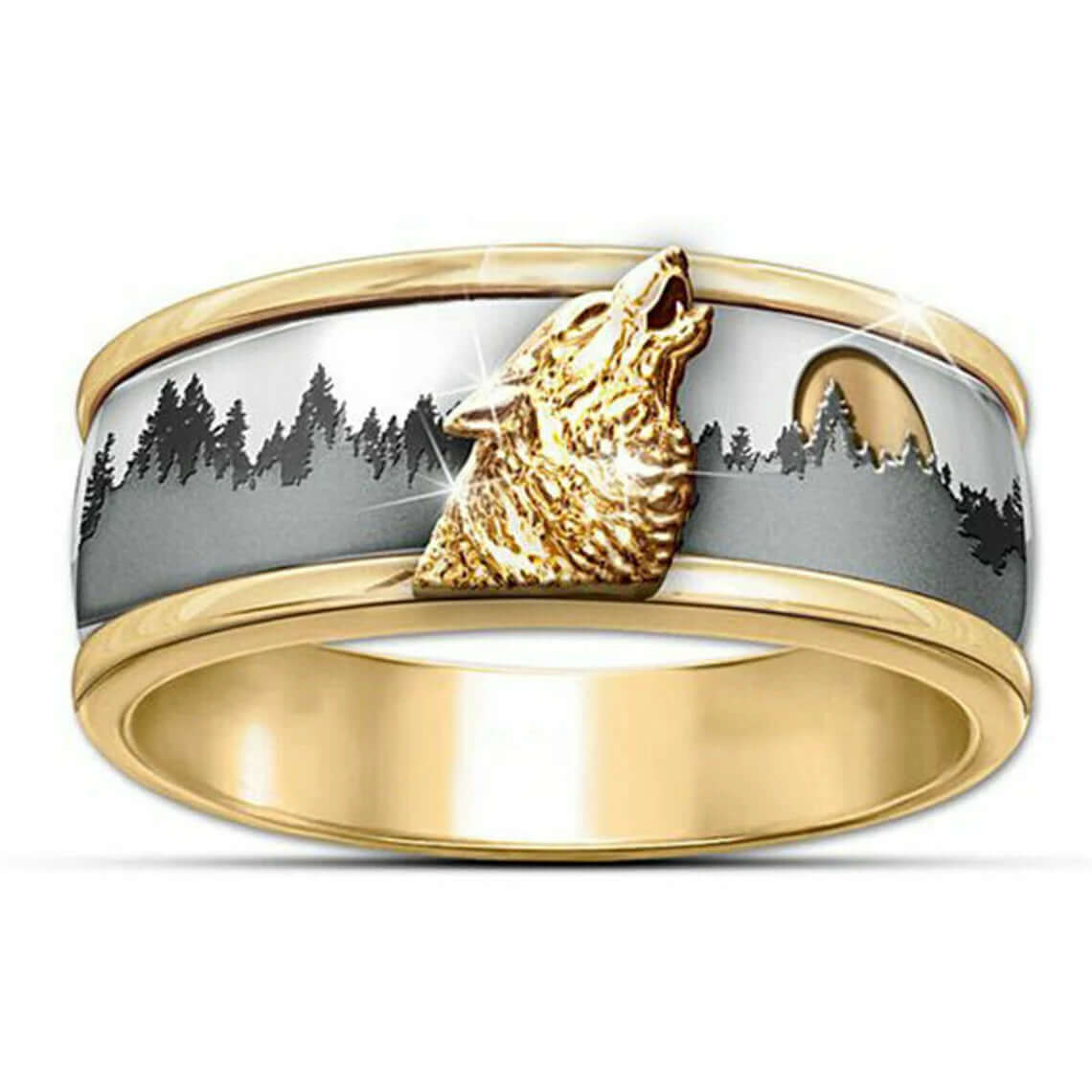 Gold Viking Wolf Ring