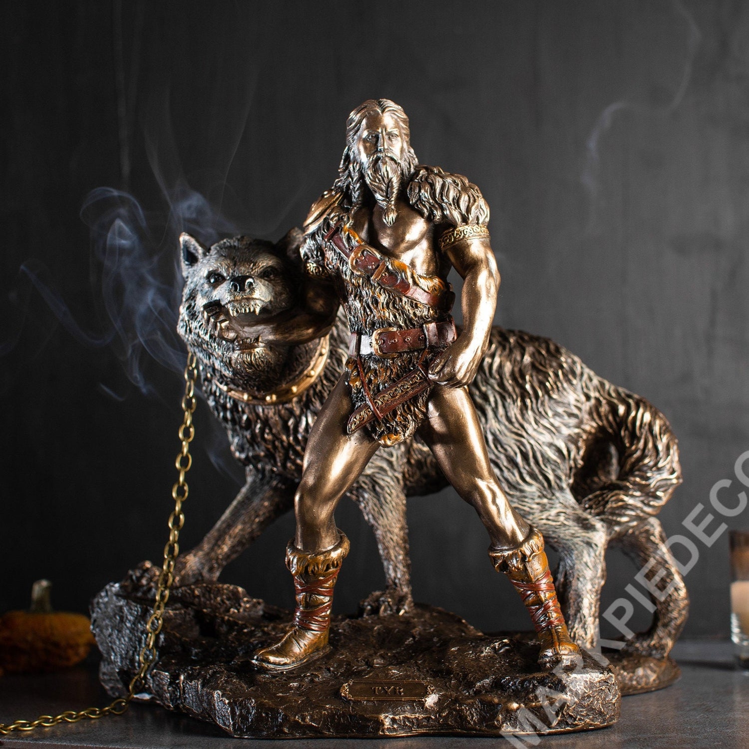 Tyr And The Binding of Fenrir Statue, Norse God Of War Sculpture