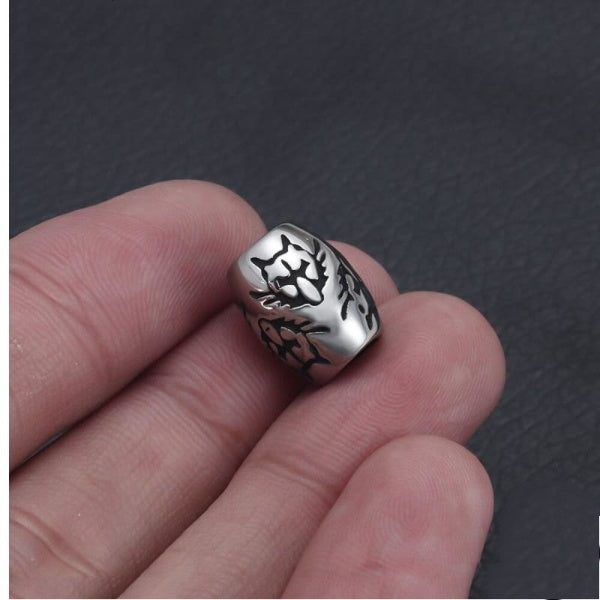 Viking Bead for Beards - Wolf Head is made of Titanium Stainless Steel