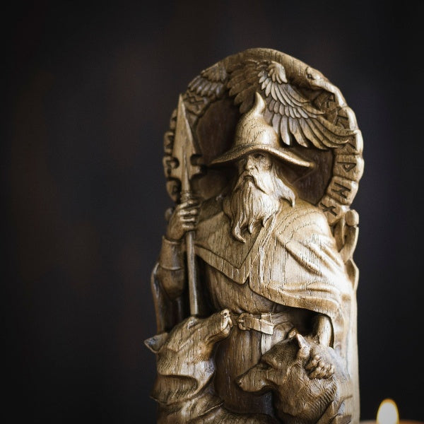 Odin Statue, The Allfather Norse God Wood Carving Sculpture