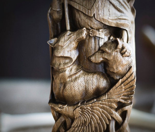 Odin Statue, The Allfather Norse God Wood Carving Sculpture