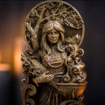 Eir Norse Goddess Sculpture, Handmade Wood Carving Statue