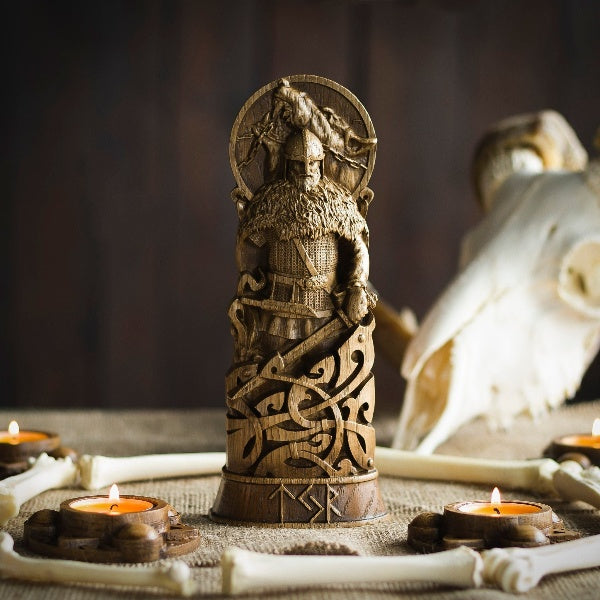 Tyr Sculpture, Norse God Wood Carving Statue