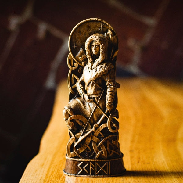 Skadi Sculpture, Skathi, Skade, Norse Goddess, Wood Carving Statue