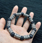 Runic Lava Stone Beads Viking Bracelet