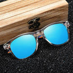 POLARIZED WOODEN SUNGLASSES WITH CLEAR FRAME