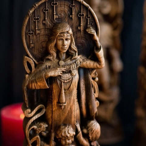 Frigg Queen of Asgard, Norse Goddess Wood Carving Statue