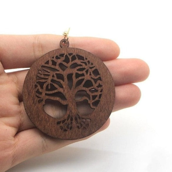 VIKING EARRINGS - RED WOOD YGGDRASIL