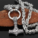 King Chain With Tiger Heads & Mjolnir Pendant