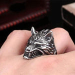 Norse Wolf Fenrir Head Ring