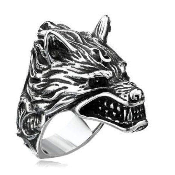 Norse Wolf Fenrir Head Ring