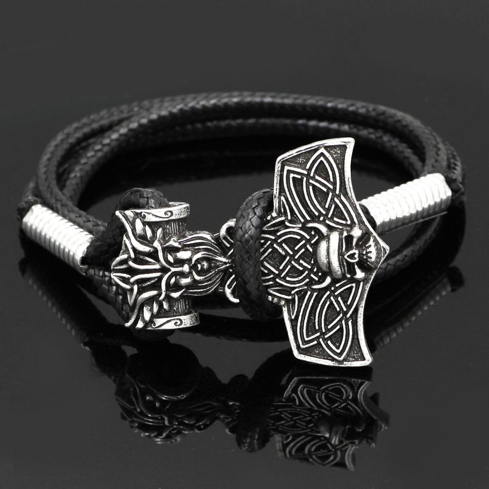 Mjolnir Leather Bracelet