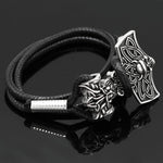 Leather Mjolnir Bracelet