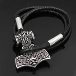 Leather Mjolnir Bracelet