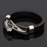 Leather Viking Bracelet With Raven Skull