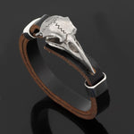 Raven Skull - Leather Viking Bracelet 