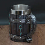 VIKING RUNES 'WOODEN' 600ML STAINLESS STEEL TANKARD MUG