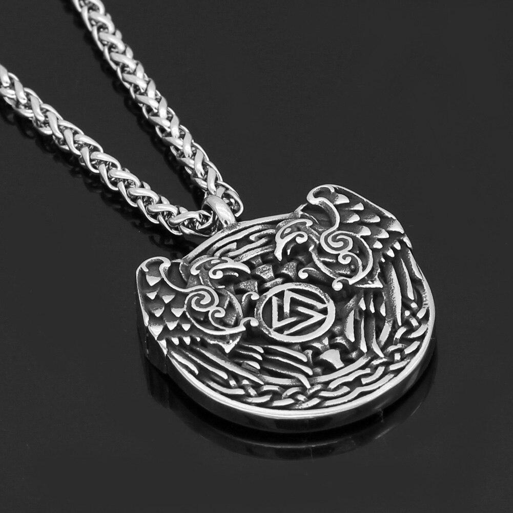 Odin's Ravens Necklace With Valknut Symbol