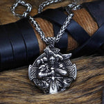 Viking Odin Warrior Raven Shield Pendant Necklace