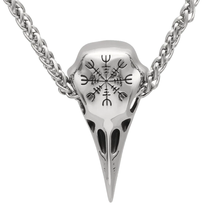 viking raven skull pendants necklaces