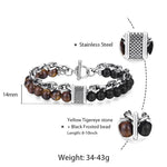 Men's Double Chain Link Stone Bracelet