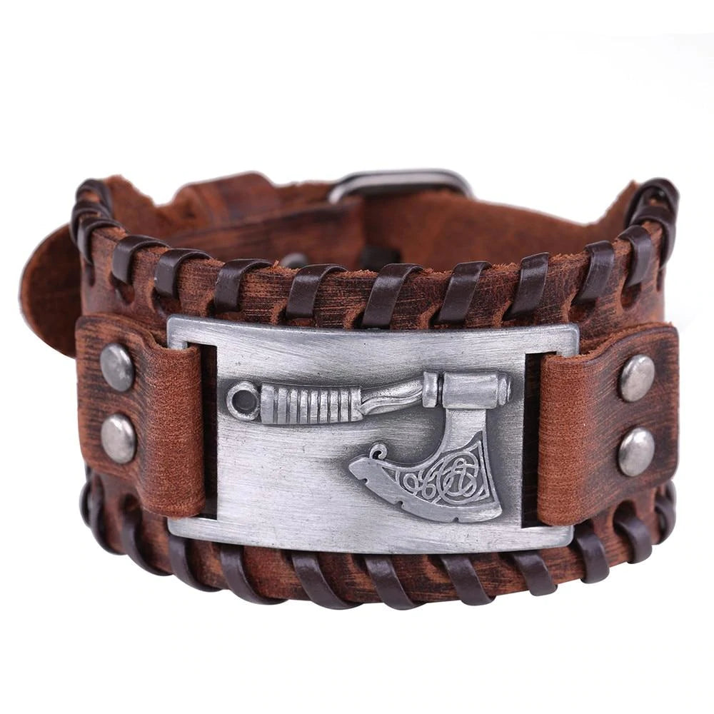 Viking Axe Leather Bracelet