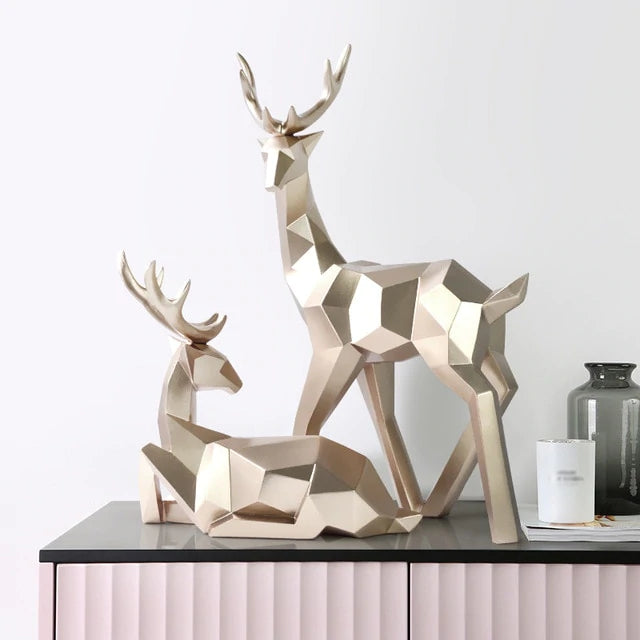 Nordic Gold Horn Deer Sculpture